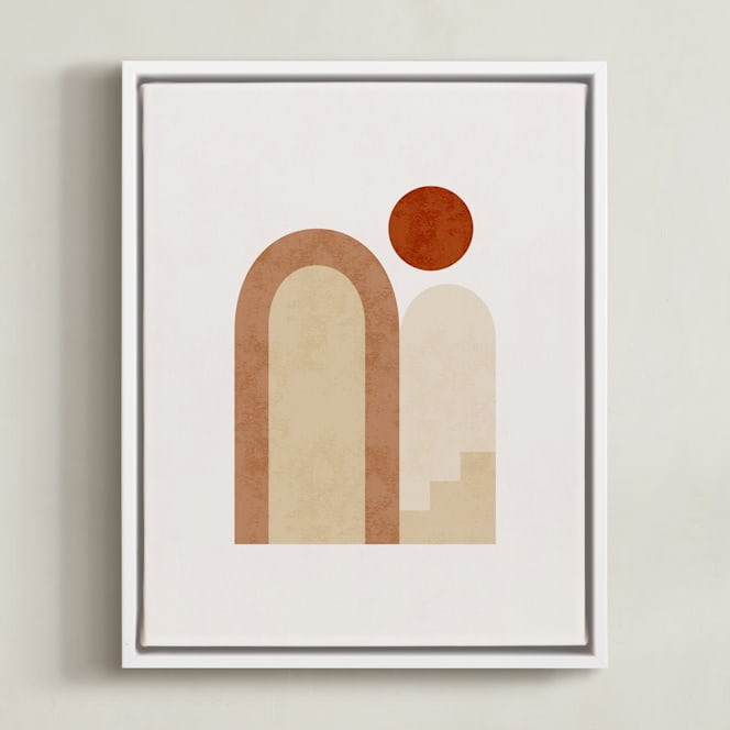 "Rustic Geometry 2" - Art Print in Terracotta by Iveta Angelova - Framed Canvas
