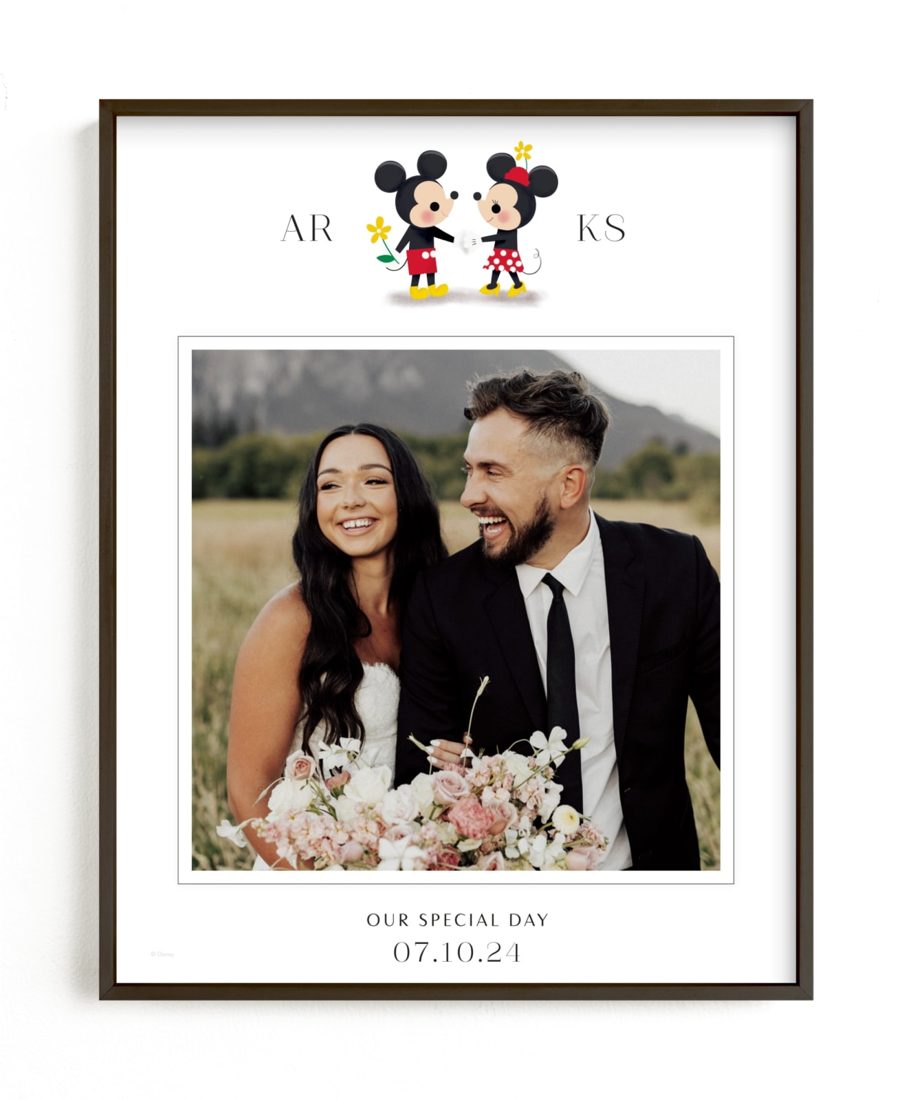This is a colorful, white, black photo art by Itsy Belle Studio called Disney's Mickey Loves Minnie.