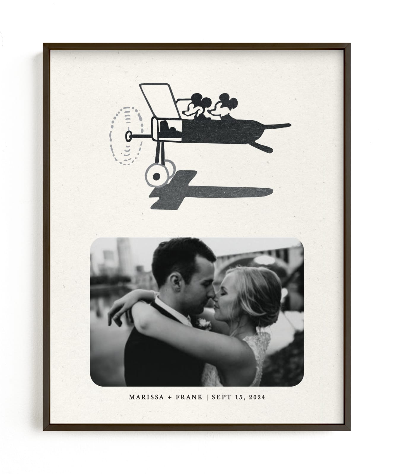 "Disney's Mickey and Minnie on the plane" - Custom Photo Art by Sumak Studio in beautiful frame options and a variety of sizes.