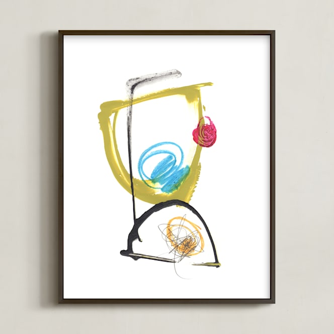 "Hijinks" - Art Print in Yellow by Misty Hughes - Framed