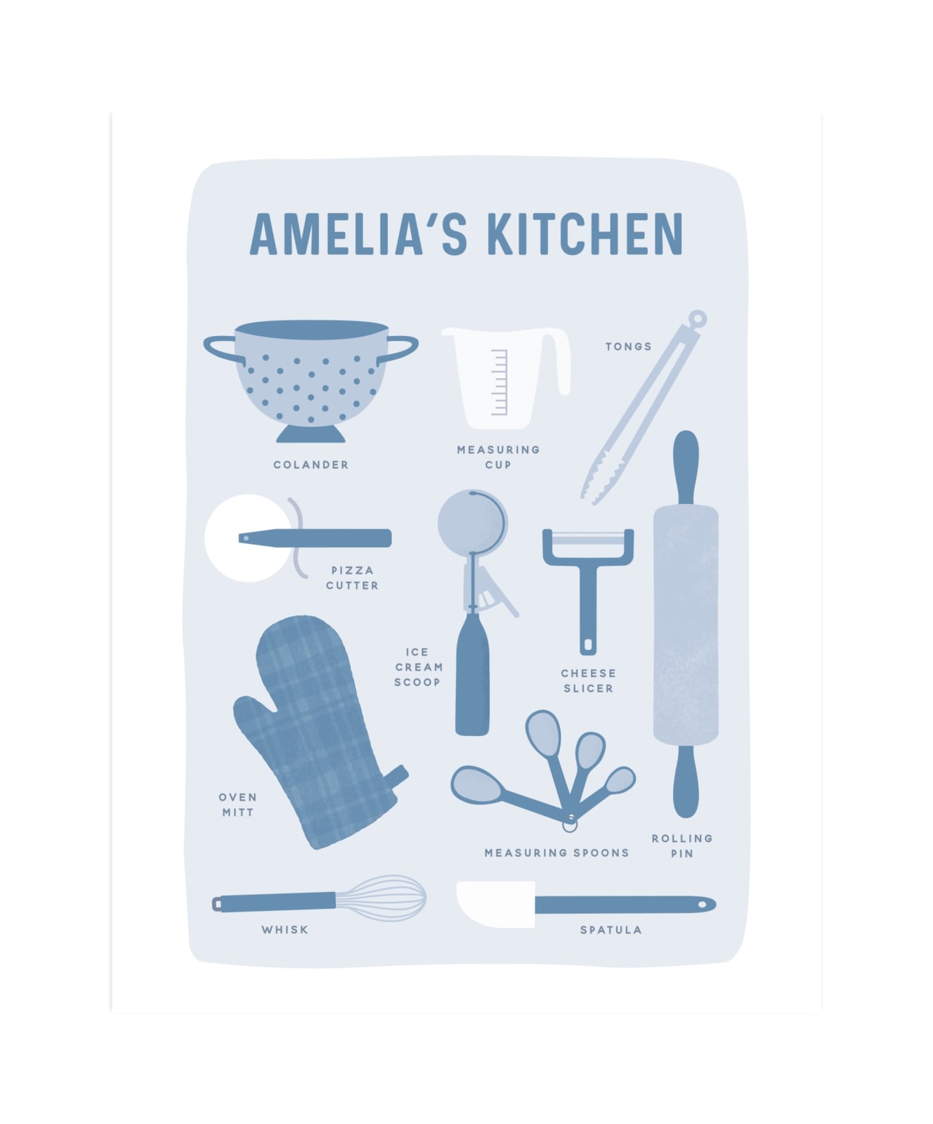 "Kitchenware" - Personalized Art Print in Slate by Dawn Pope - Unframed