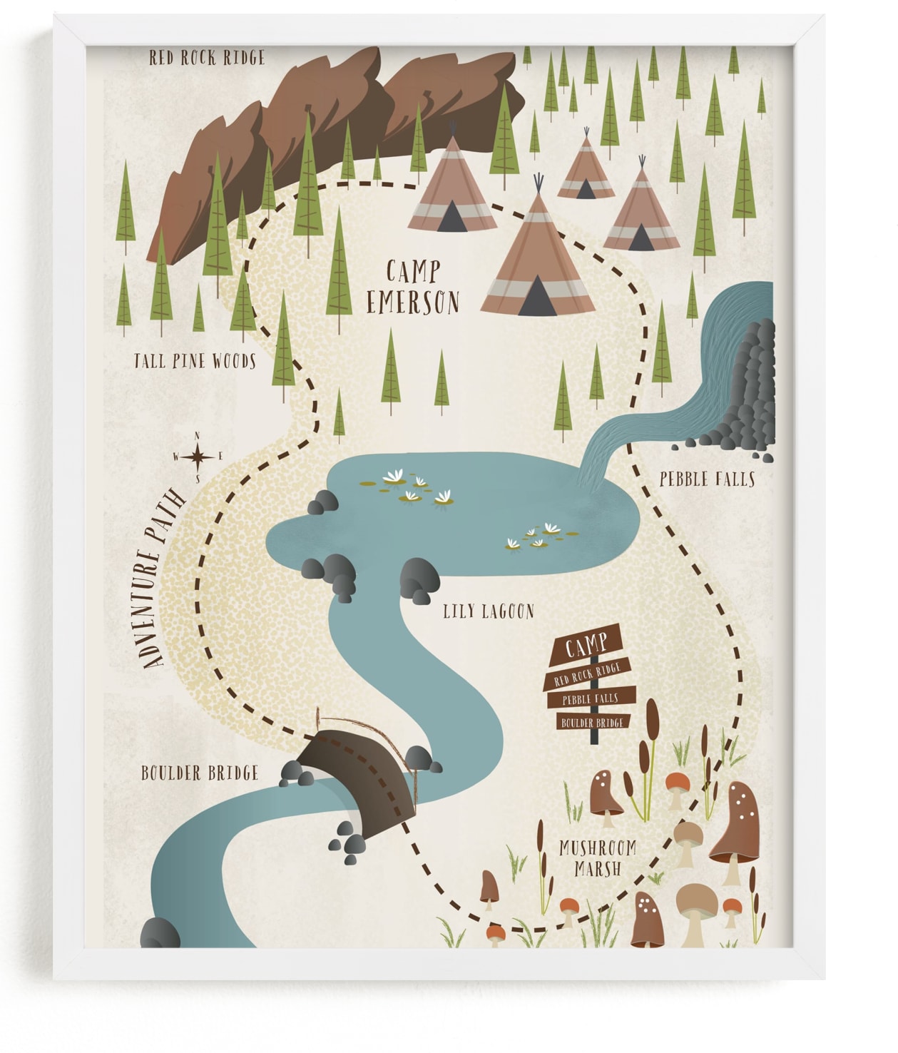This is a brown personalized art for kid by Grace Kreinbrink called Adventure Map.