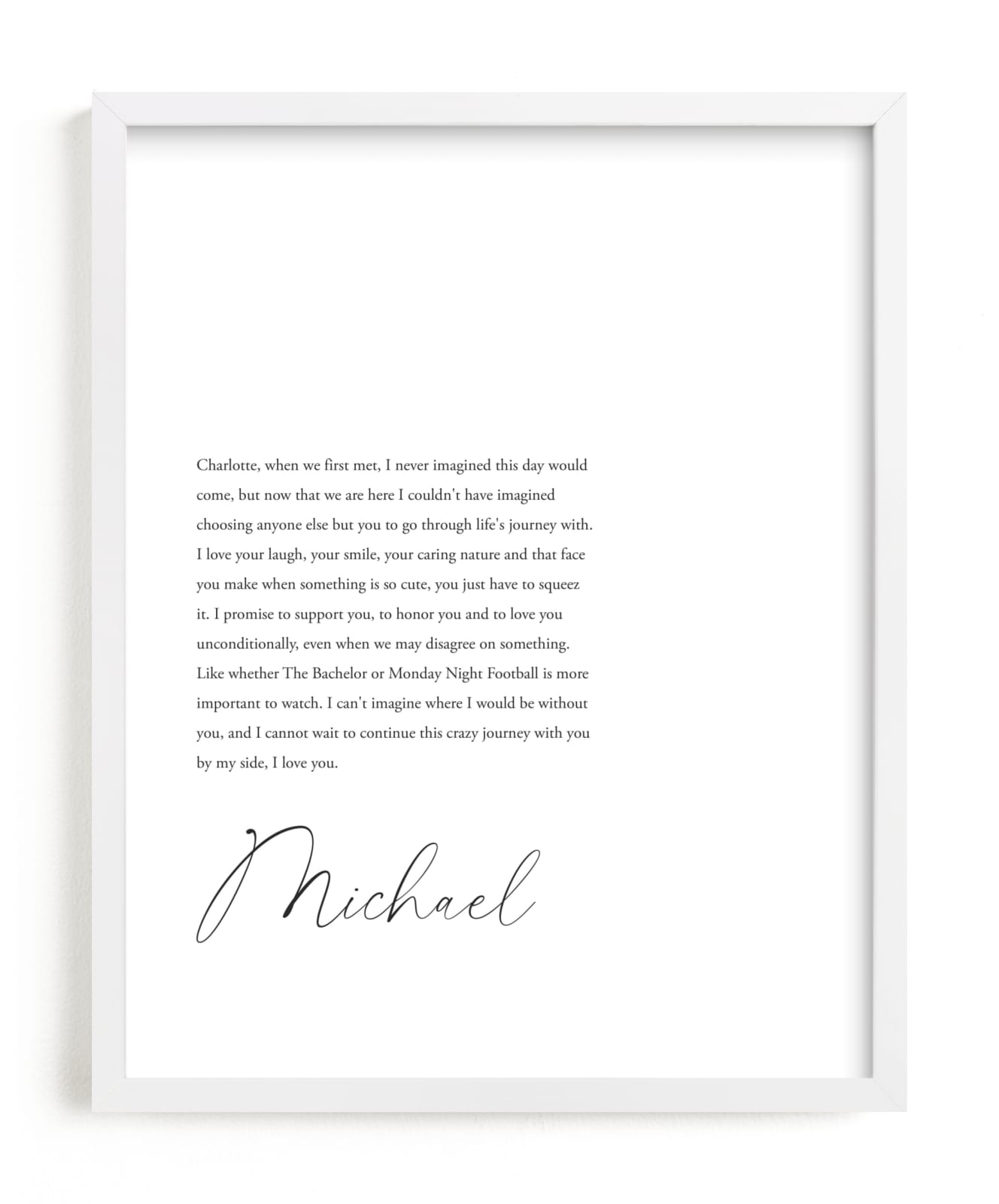 This is a white photos to art by Minted called Duo II Custom Vows Art Print.