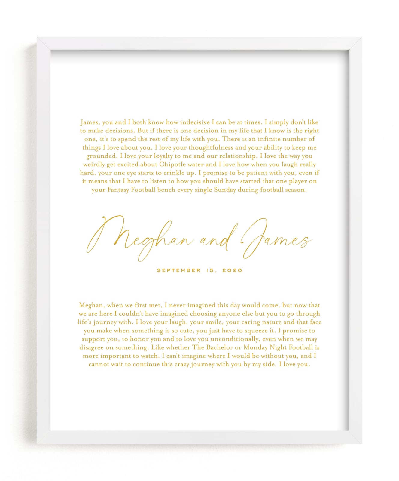 "Our Vows Foil Art Print" - Completely Custom Foil-pressed Art Print by Minted in beautiful frame options and a variety of sizes.