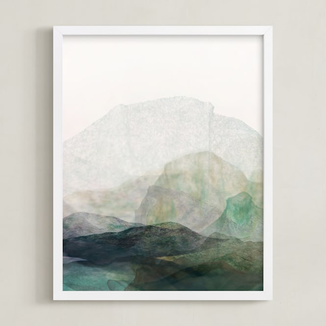 "Finding Balance No. 1" - Art Print in Emerald by Karen Kardatzke - Framed