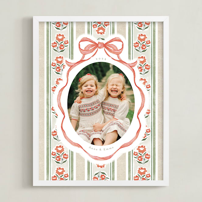 "Holiday Ribbon: Portrait Framed Photo" - Custom Photo Art by Jackie Crawford in beautiful frame options and a variety of sizes.