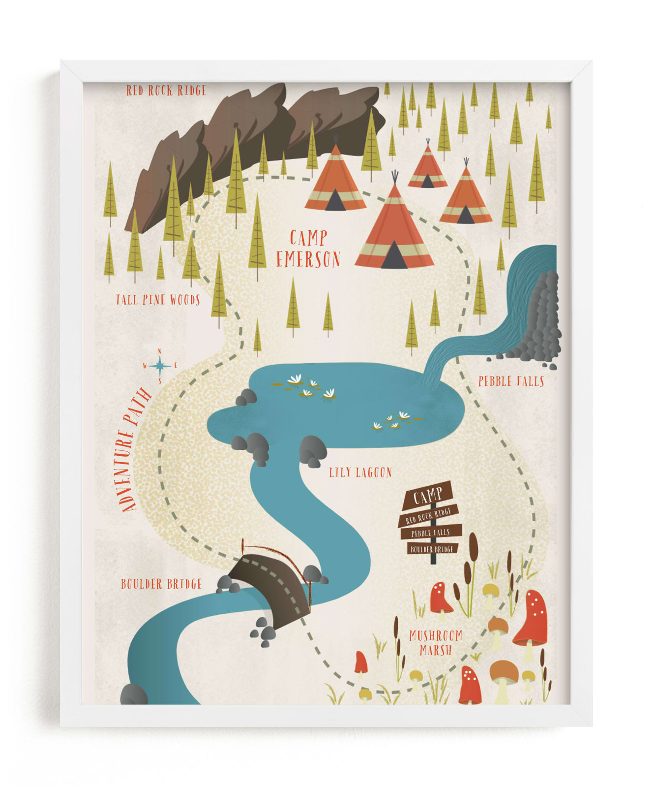 "Adventure Map" - Custom Open Edition Children's Art Print by Grace Kreinbrink in beautiful frame options and a variety of sizes.