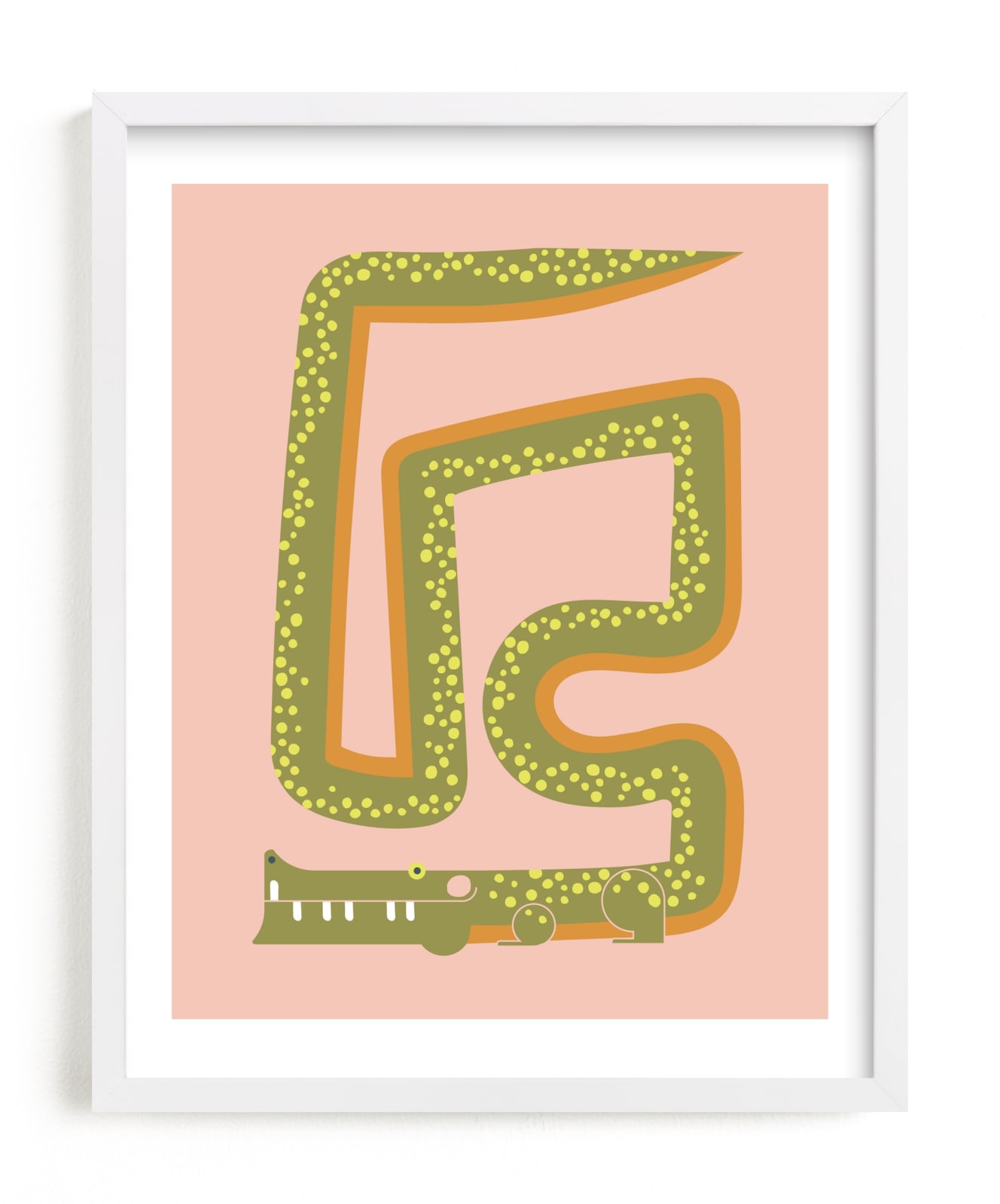 "Twisty Alligator" - Limited Edition Art Print by Ampersand Design Studio in beautiful frame options and a variety of sizes.
