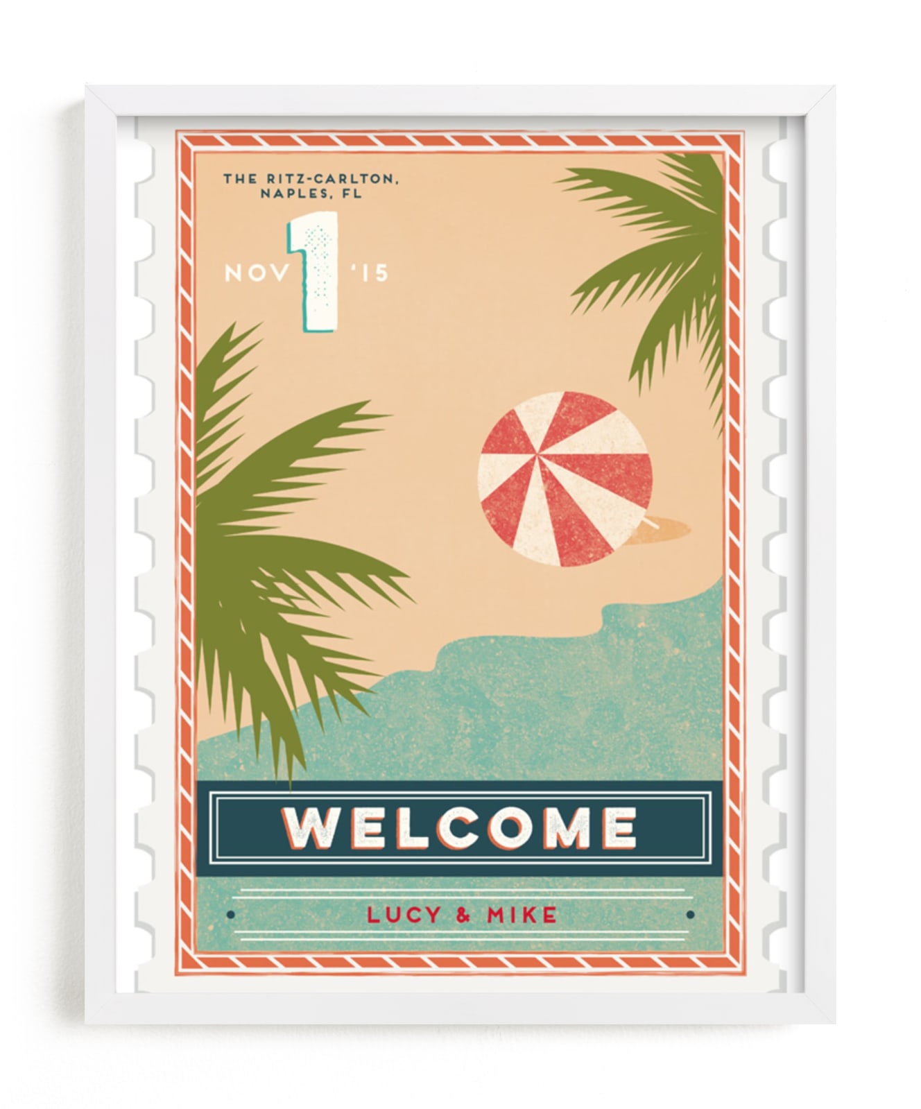 "The Beach Wedding Sign - CUSTOM REQUEST" - Art Print by Tanya Lee of Frooted Design in beautiful frame options and a variety of sizes.