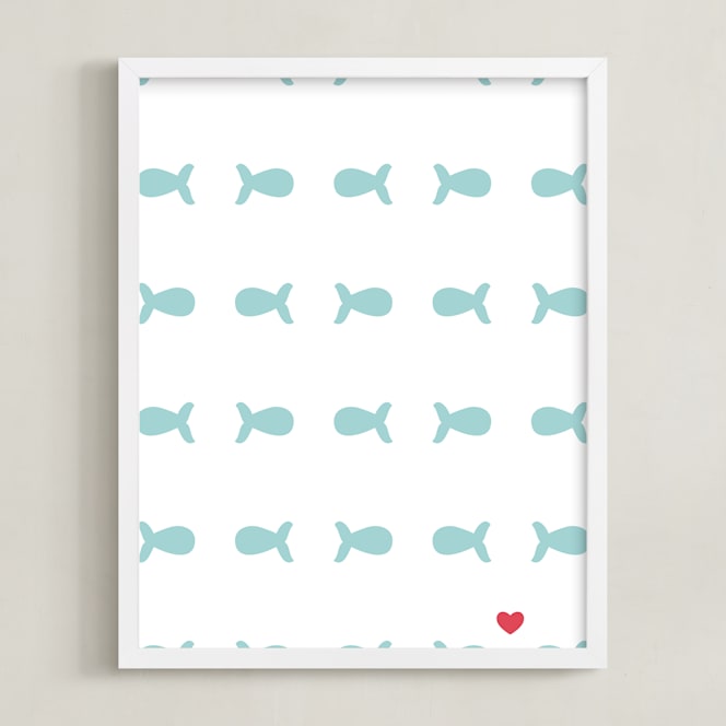 "The Only Fish For Me" - Art Print in Tropical Sea by Ling Wang - Framed
