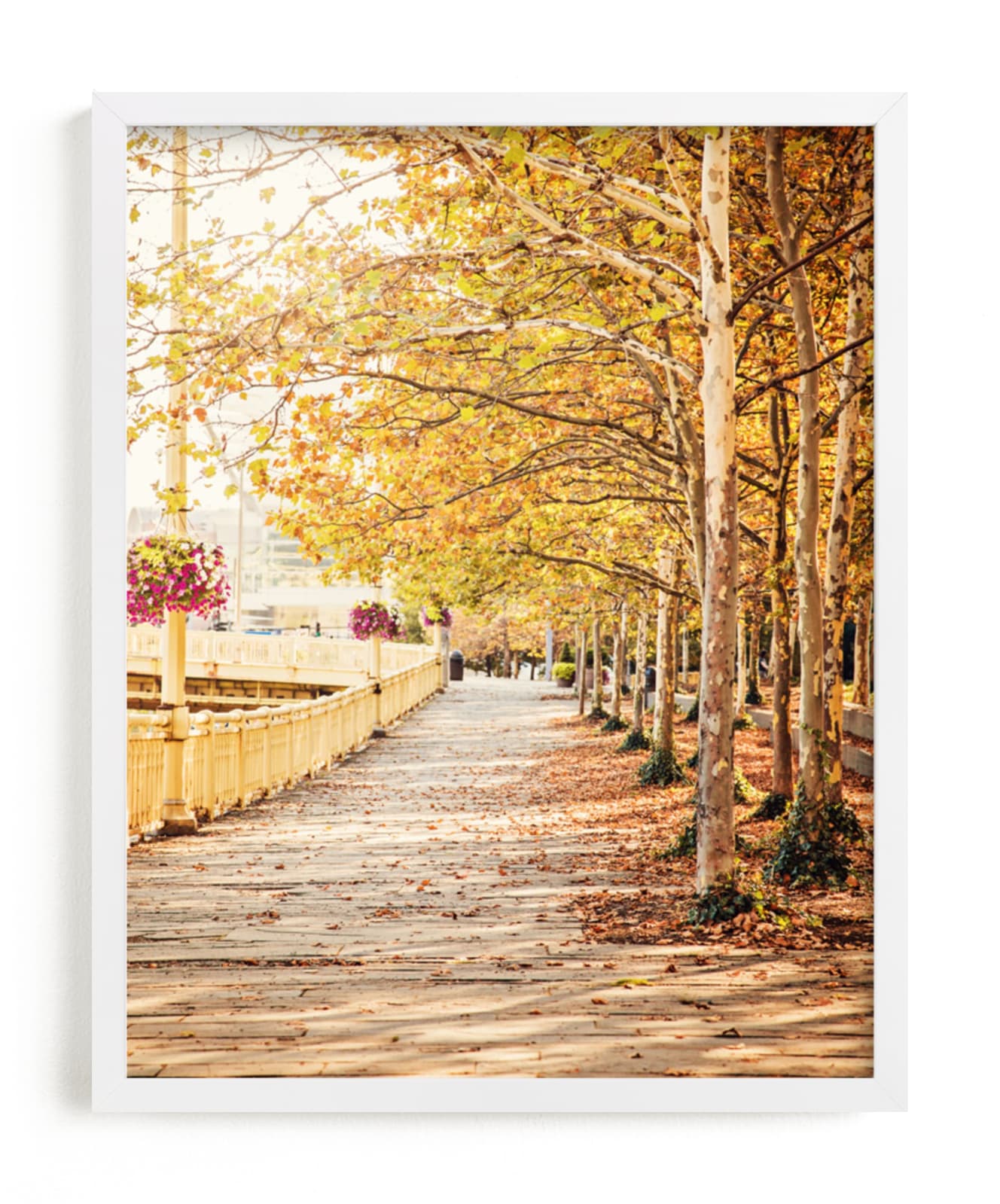 "Fall Tree-lined Street" - Art Print by Erin Niehenke in beautiful frame options and a variety of sizes.