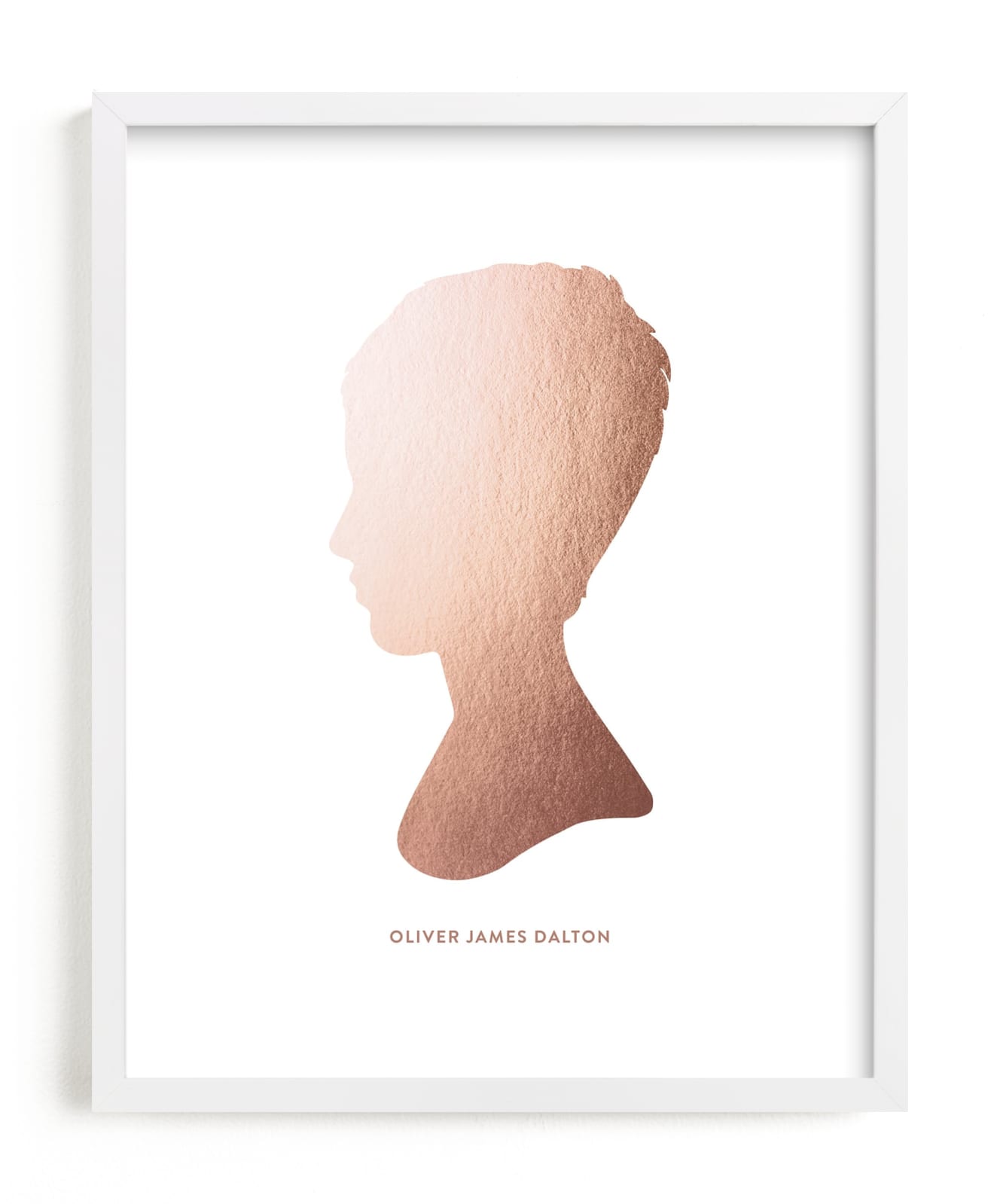 This is a rosegold silhouette art by Minted called Silhouette Foil  Art.