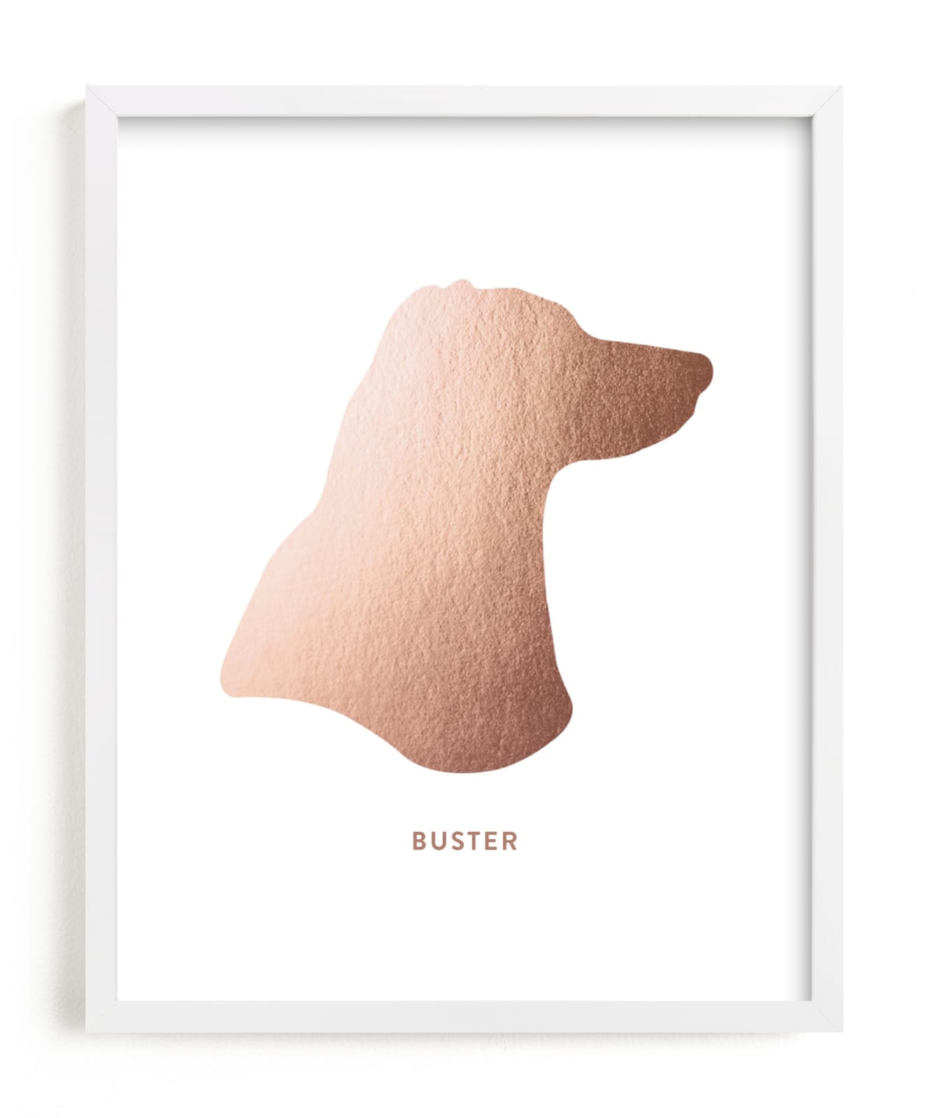 This is a rosegold silhouette art by Minted called Custom Pet Silhouette Foil Art.