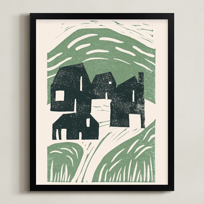 "chalet" - Art Print in Moss by Maja Cunningham - Framed