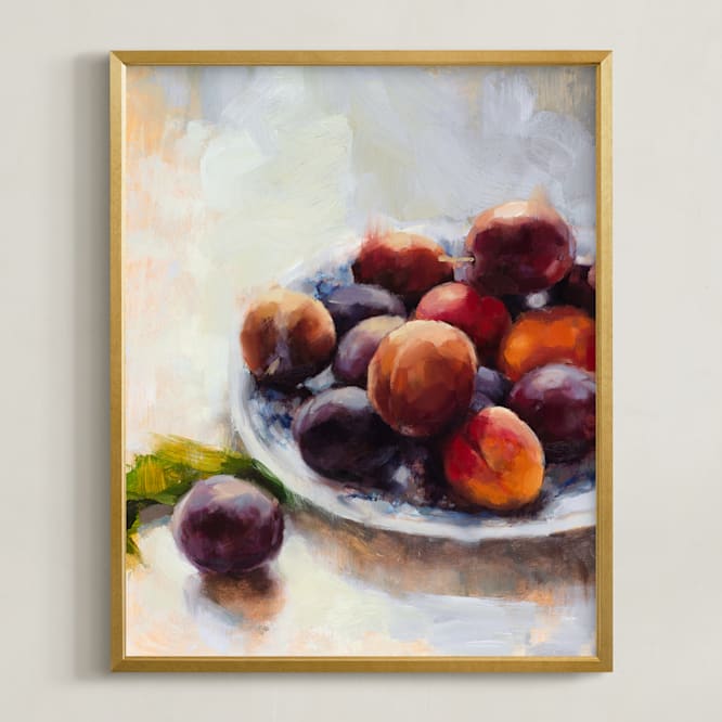 "Summer Plums" - Art Print in Plum by Wendy Keller - Framed