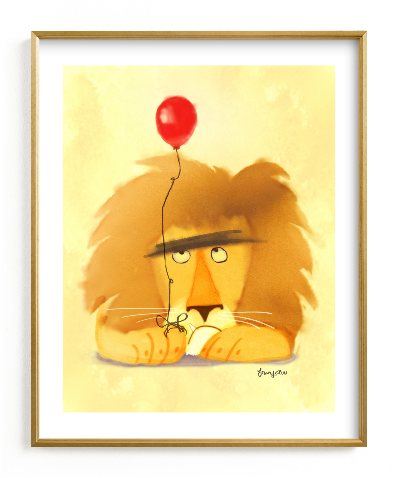 "Grumpy Lion" - Art Print by Tracy Ann in beautiful frame options and a variety of sizes.