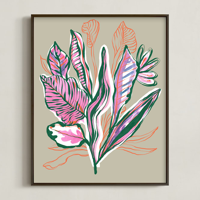 "Radiant Growth Tropical Botanical" - Art Print in Growing Green by Nikkita Cohoon - Framed