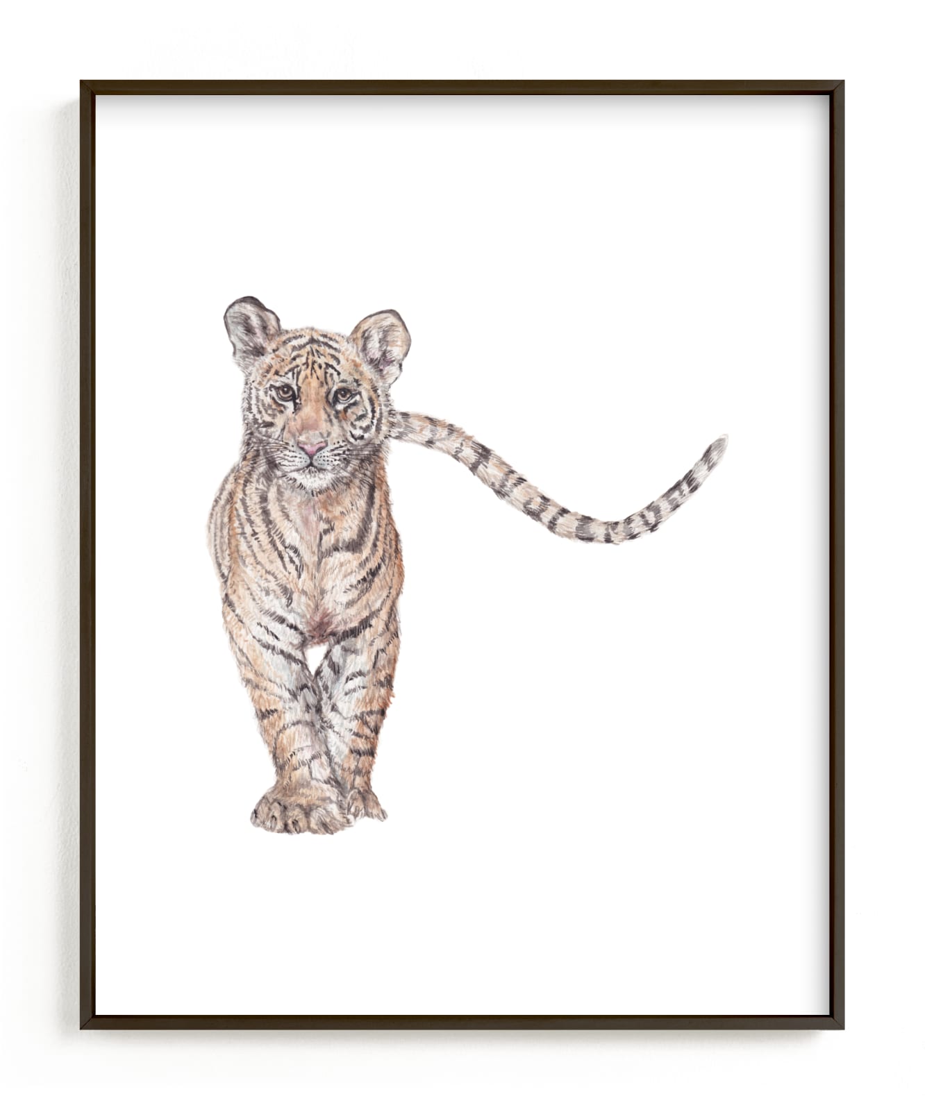 "Approaching Watercolor Tiger" by Lauren Rogoff in beautiful frame options and a variety of sizes.