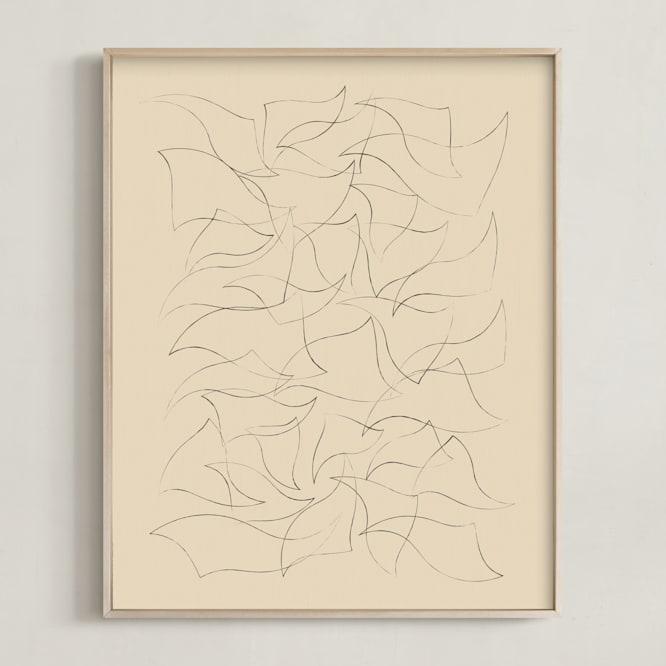 "Flock" - Art Print in Sand by Yohaku Oshima - Framed
