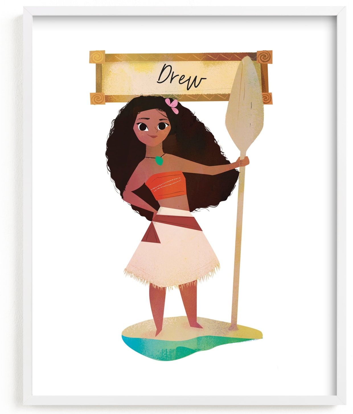 This is a colorful disney art by Lori Wemple called Disney's Moana the Voyager.