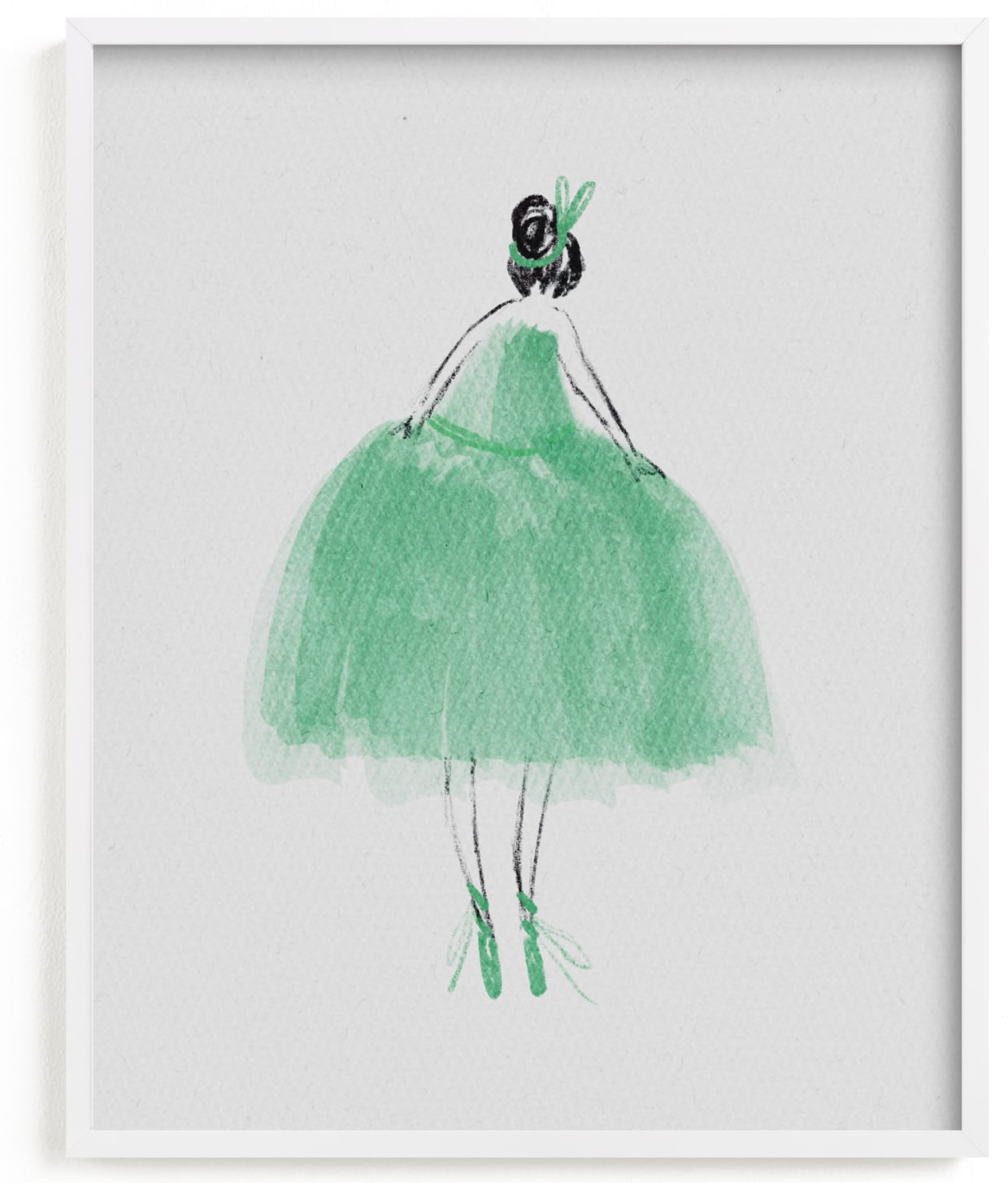 This is a green kids wall art by Grae called Painted Ballerina.