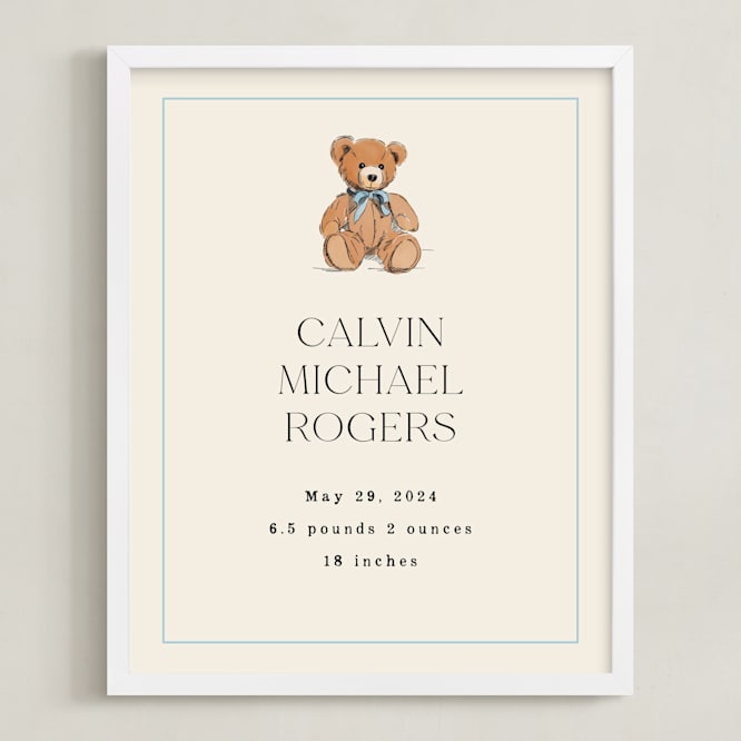"Baby's Bear: Custom Print" - Custom Print in Frost by Becky Nimoy - Framed