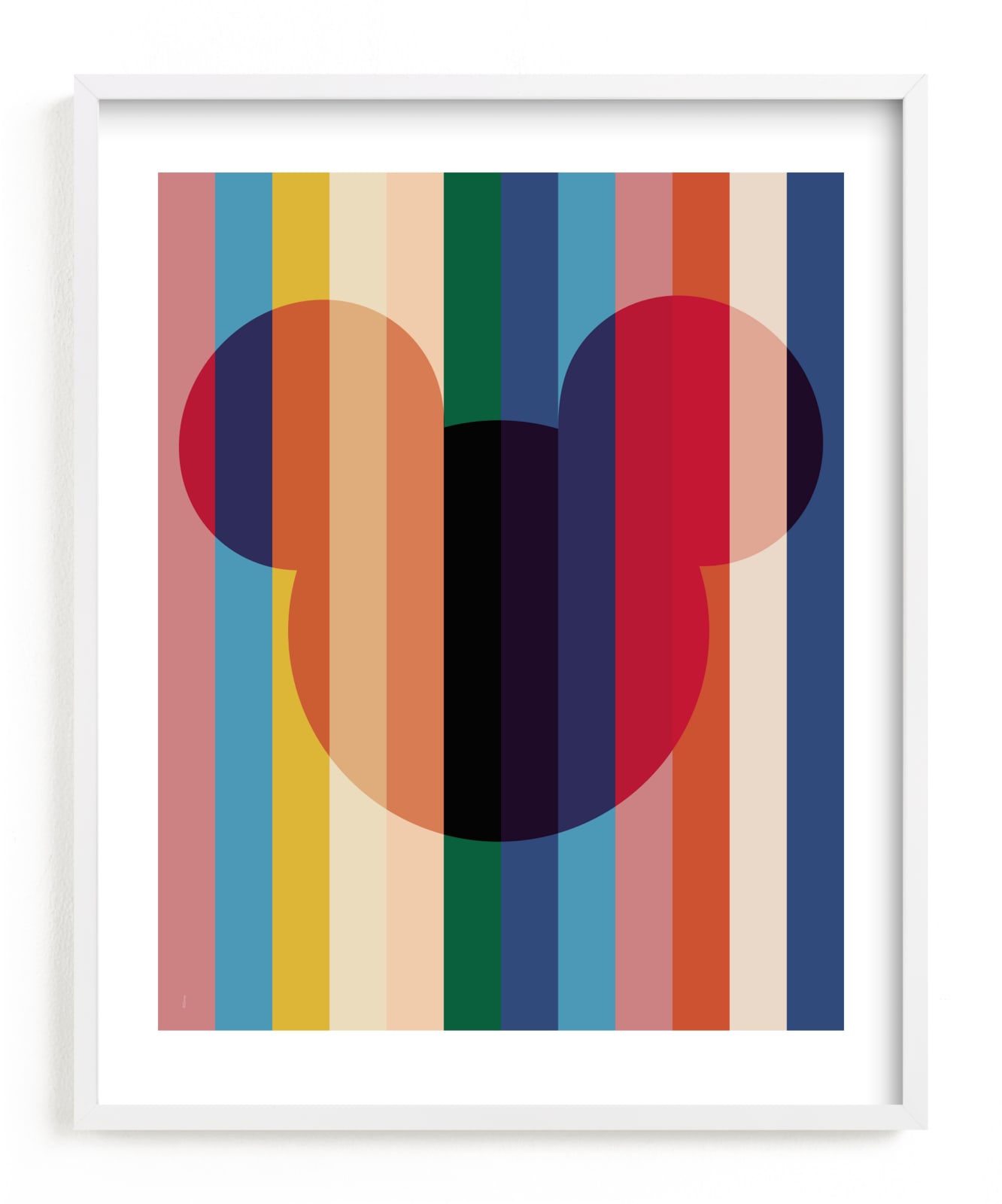 "Disney Mickey Bright Stripes" - Limited Edition Art Print by Baumbirdy in beautiful frame options and a variety of sizes.