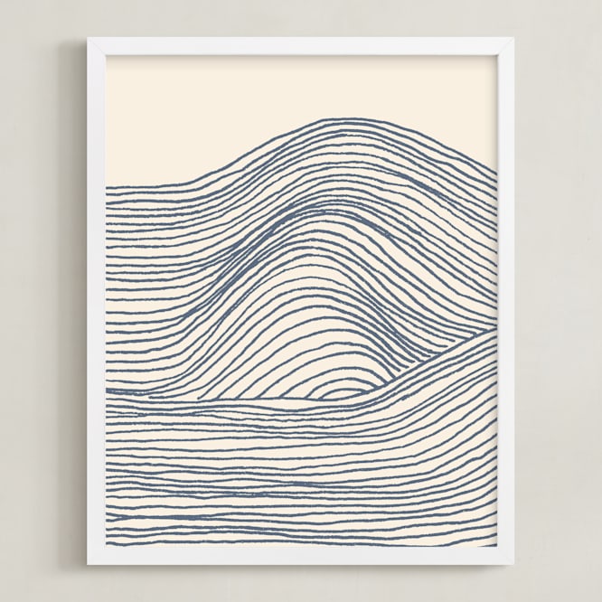 "Rolling Waves I" - Art Print in Deep Ocean by Jayne Alfieri - Framed