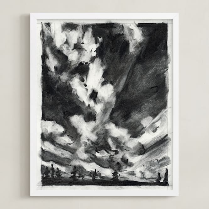 "plume" - Art Print in Charcoal by Kelly Johnston - Framed