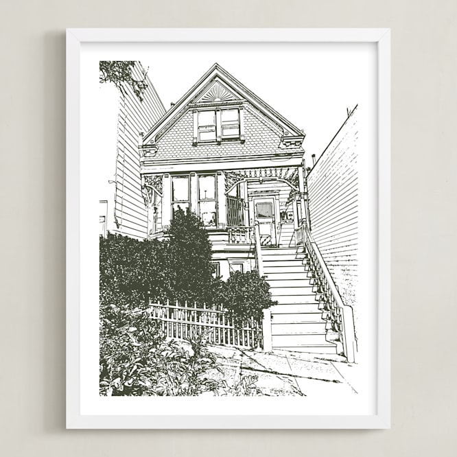 "House: Portrait White Border Custom Print" - Custom Print in Olive Shadow by Minted - Framed