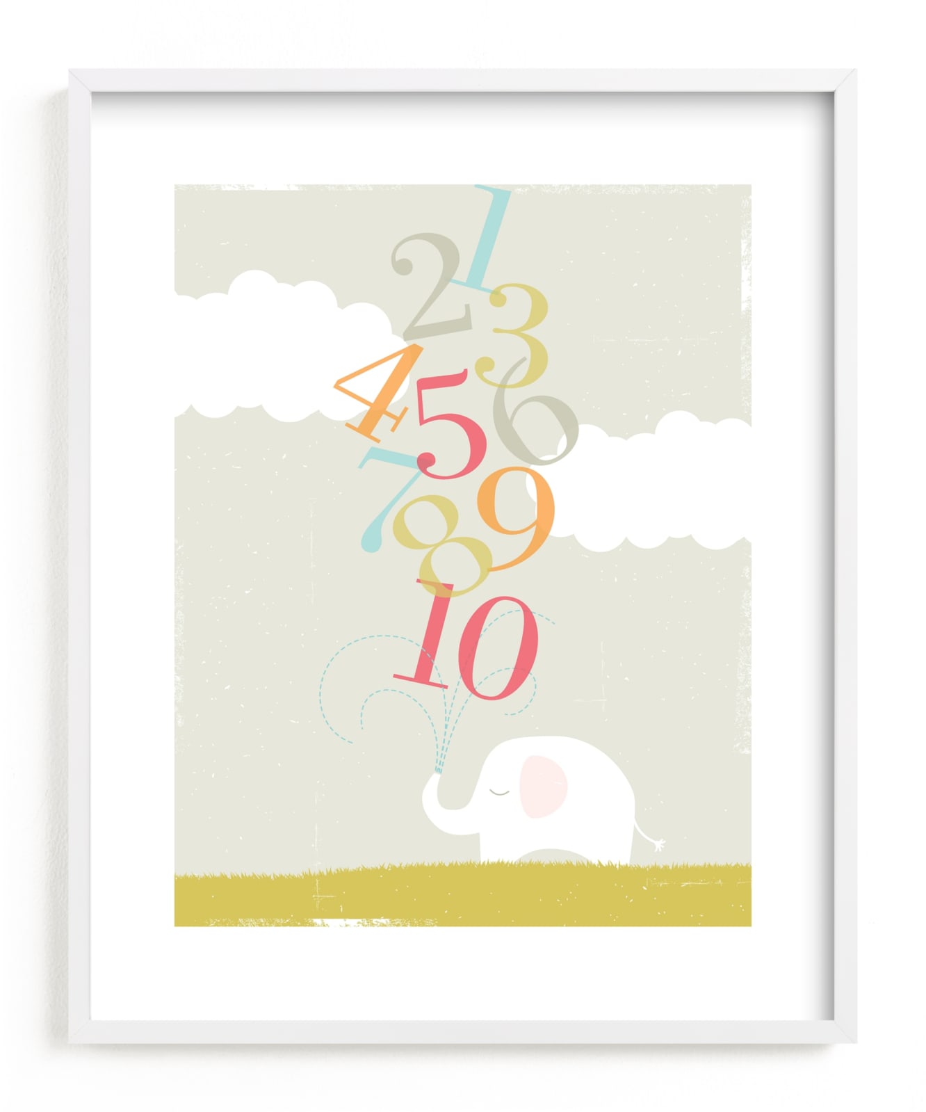 "Numbers Elephant" - Limited Edition Art Print by Kristie Kern in beautiful frame options and a variety of sizes.