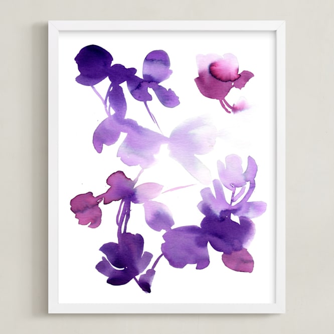"flora II" - Art Print in lavender purple by kim stewart - Framed