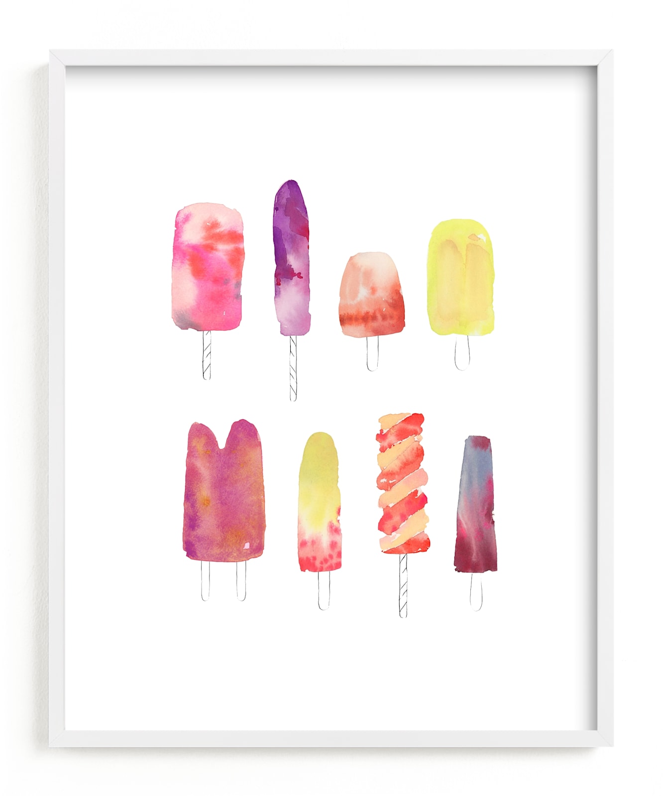 "Popsicle" - Art Print in Berry by Kelly Ventura - Framed