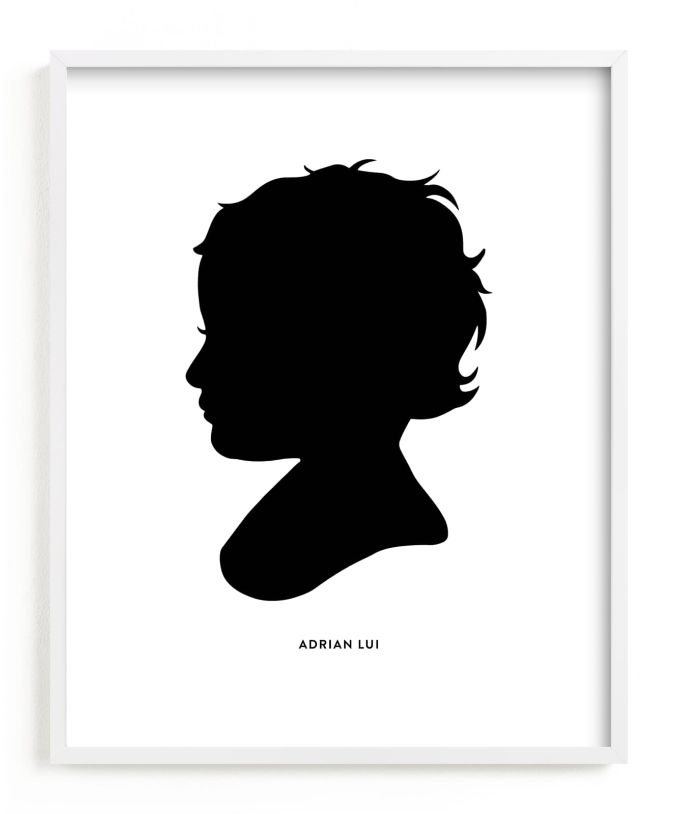This is a black and white silhouette art by Minted called Custom Silhouette Art.