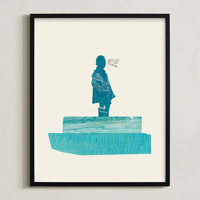 "View of the Water" - Art Print in Soft Calm by Field and Sky - Framed