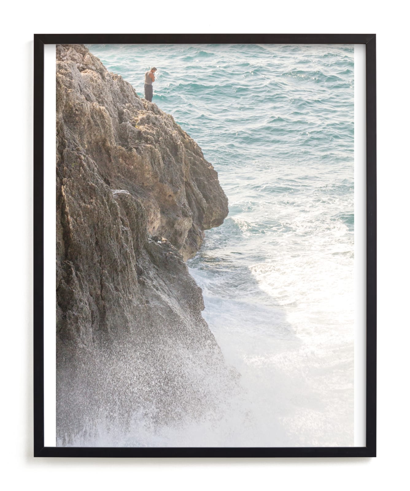 "Cuban Fisherman" - Art Print in Stormy Blue by Michelle S. - Framed