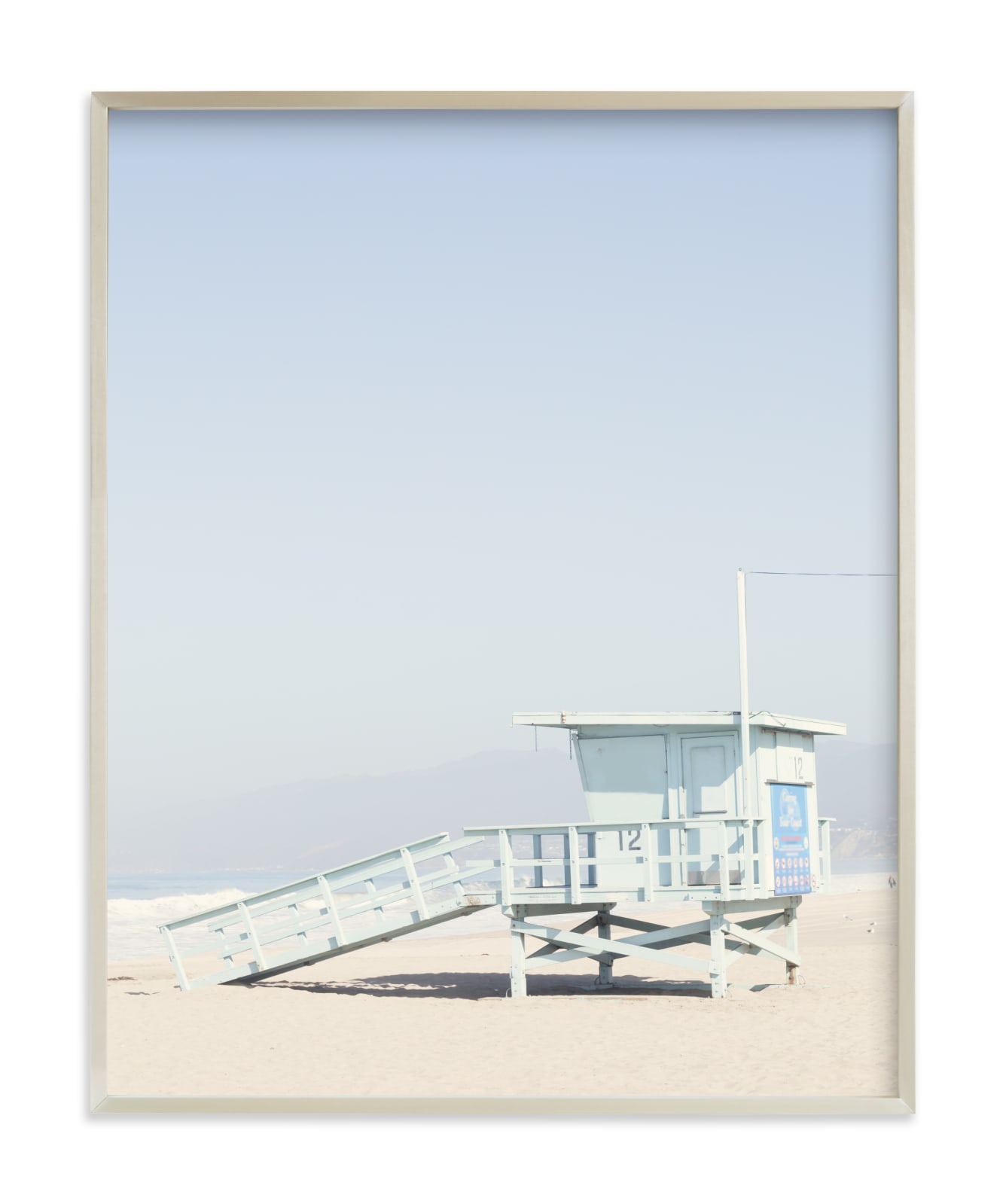 "The Pastel Blue Lifeguard House" - Limited Edition Art Print by Caroline Mint in beautiful frame options and a variety of sizes.