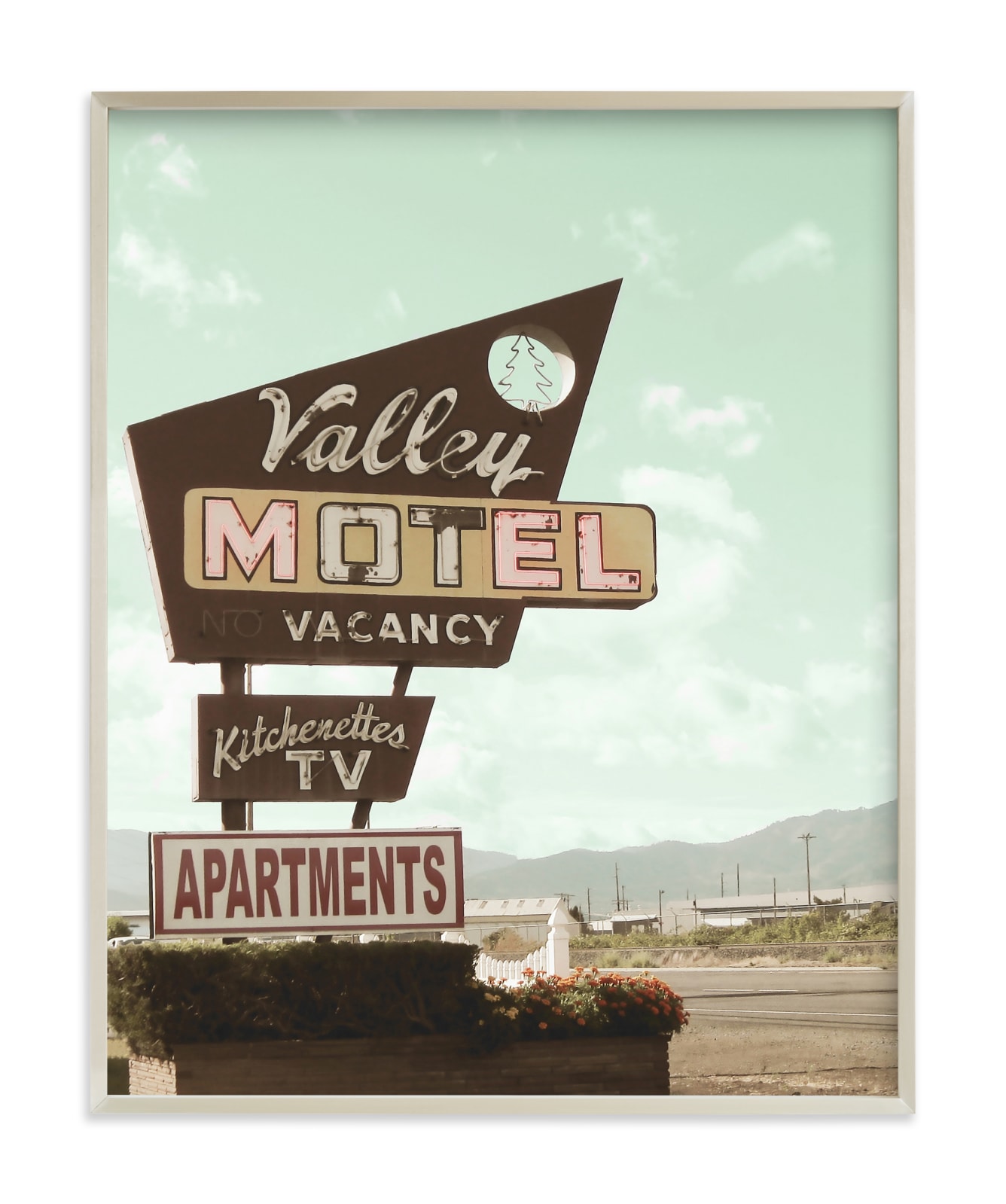 "Valley Motel" - Limited Edition Art Print by Elky Ink in beautiful frame options and a variety of sizes.