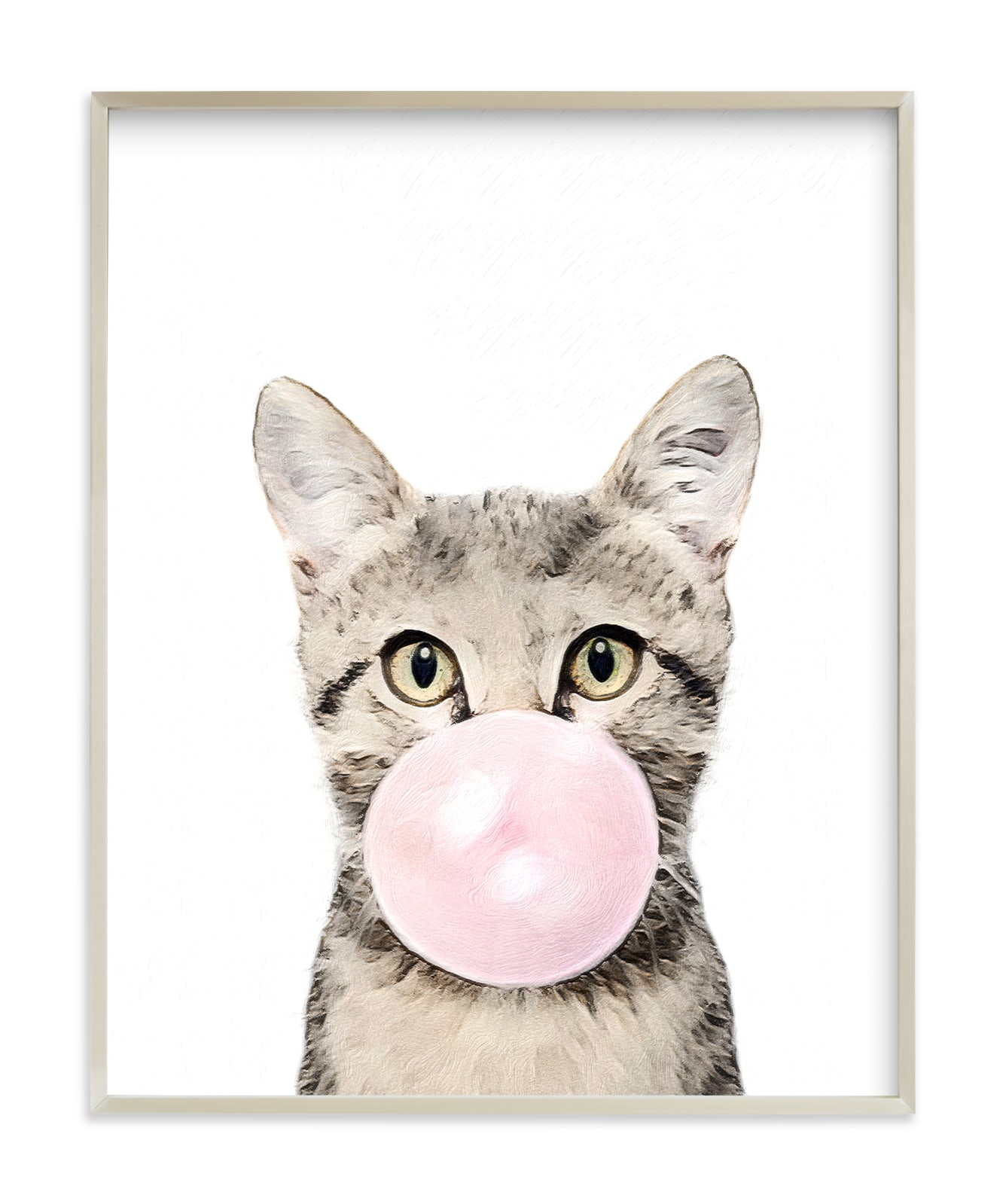 "Bubblegum Animals: Cat" - Art Print by Maja Cunningham in beautiful frame options and a variety of sizes.