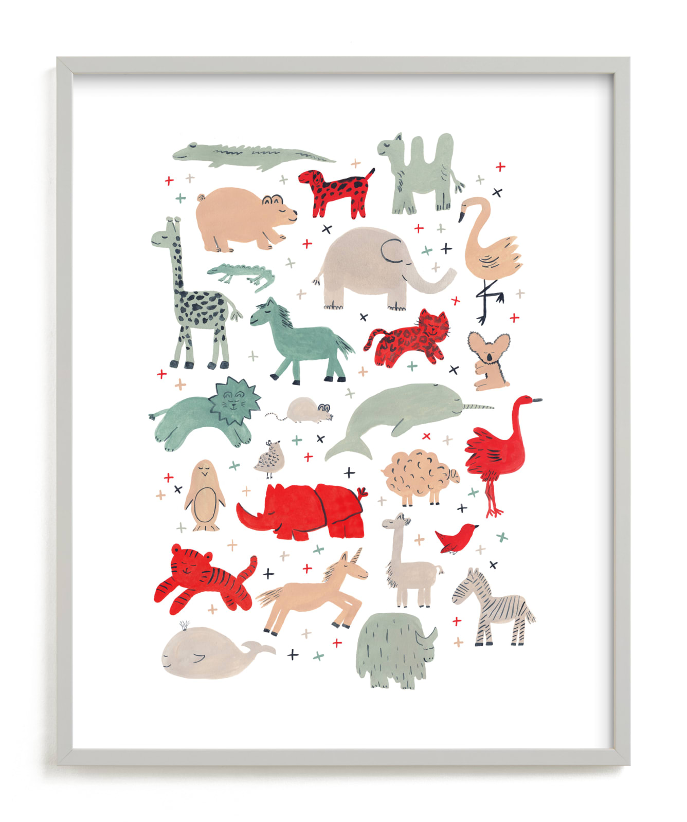 "anim-alphabet" - Art Print in cardinal by Sarah York - Framed
