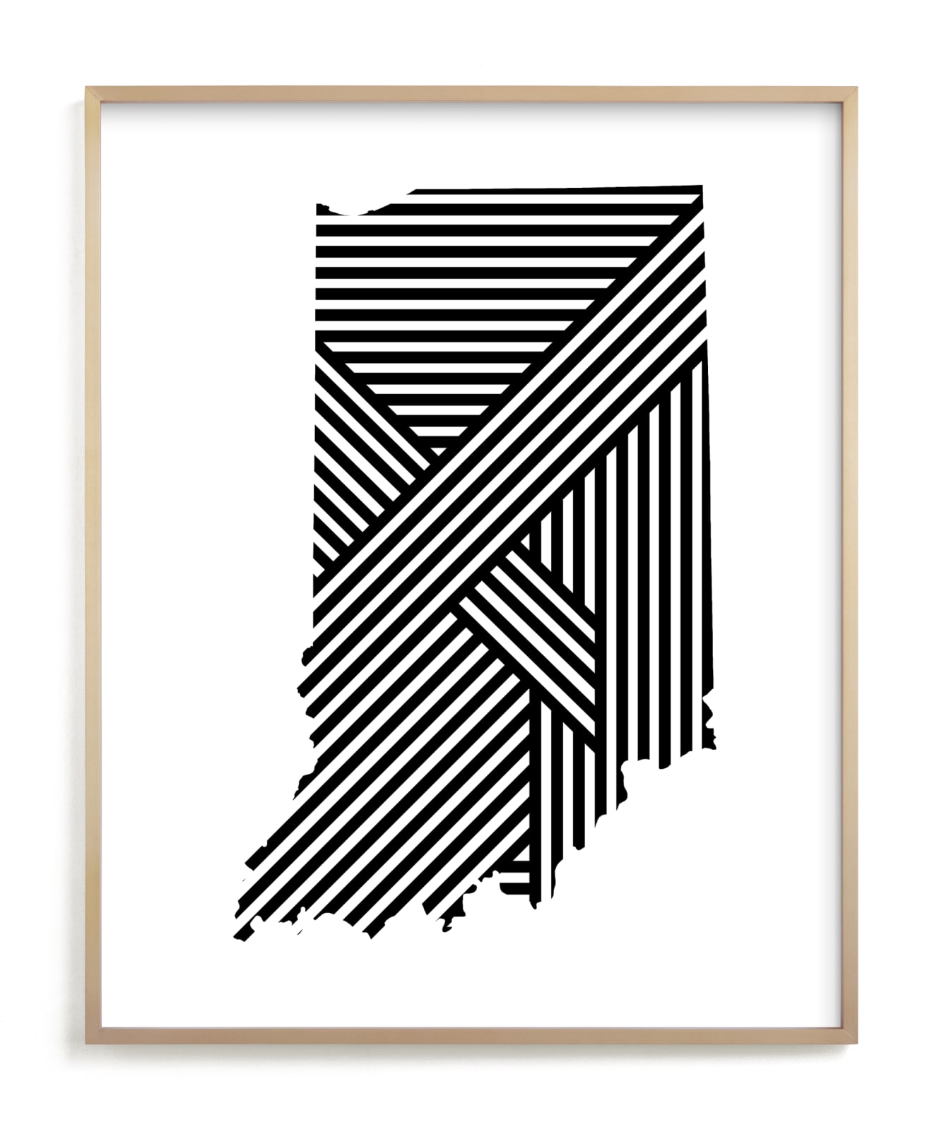 "State Lines, Indiana" - Art Print in Black by Owl and Toad - Framed