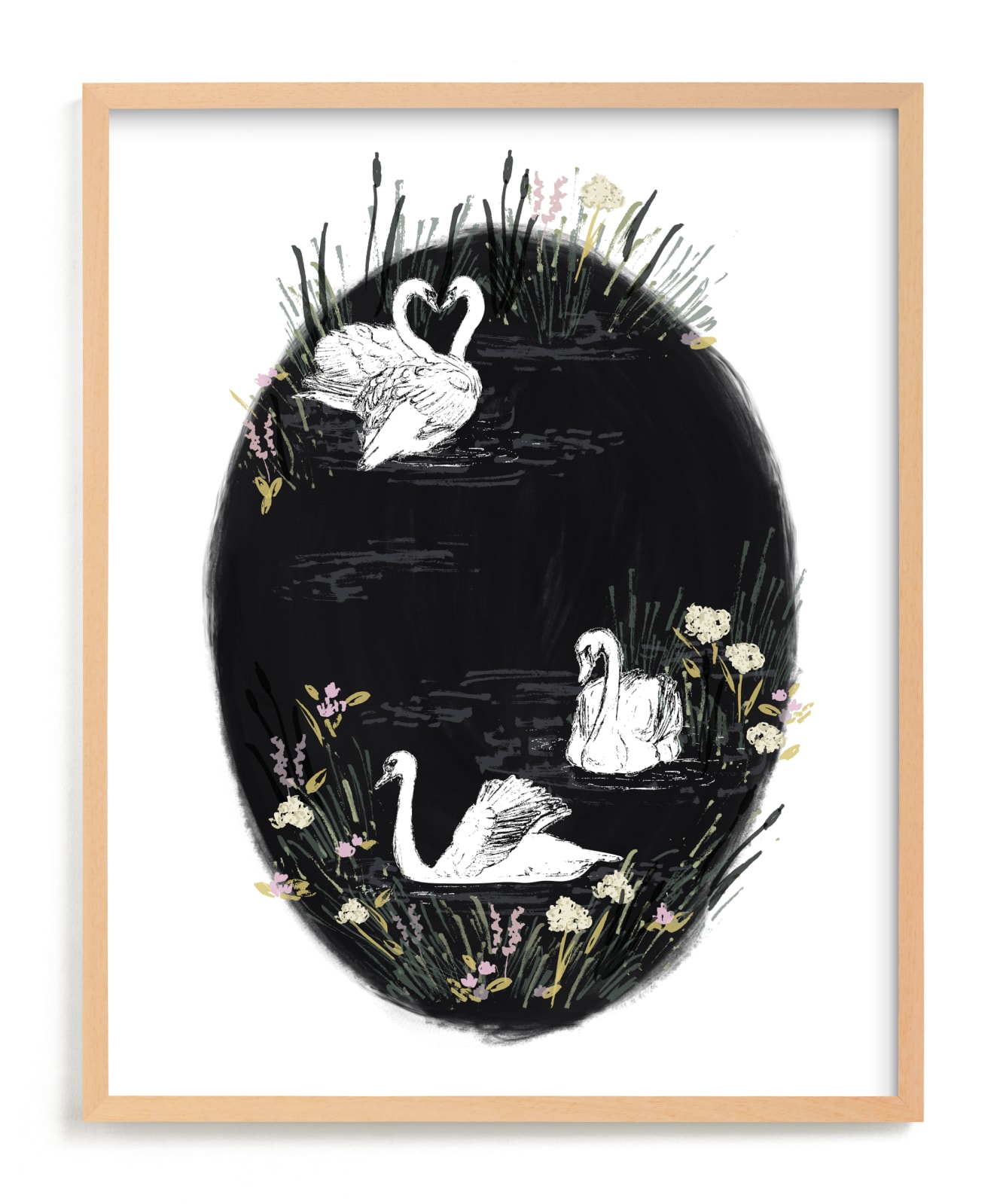 "Sweet Swan Lake" - Limited Edition Art Print by Shiny Penny Studio in beautiful frame options and a variety of sizes.