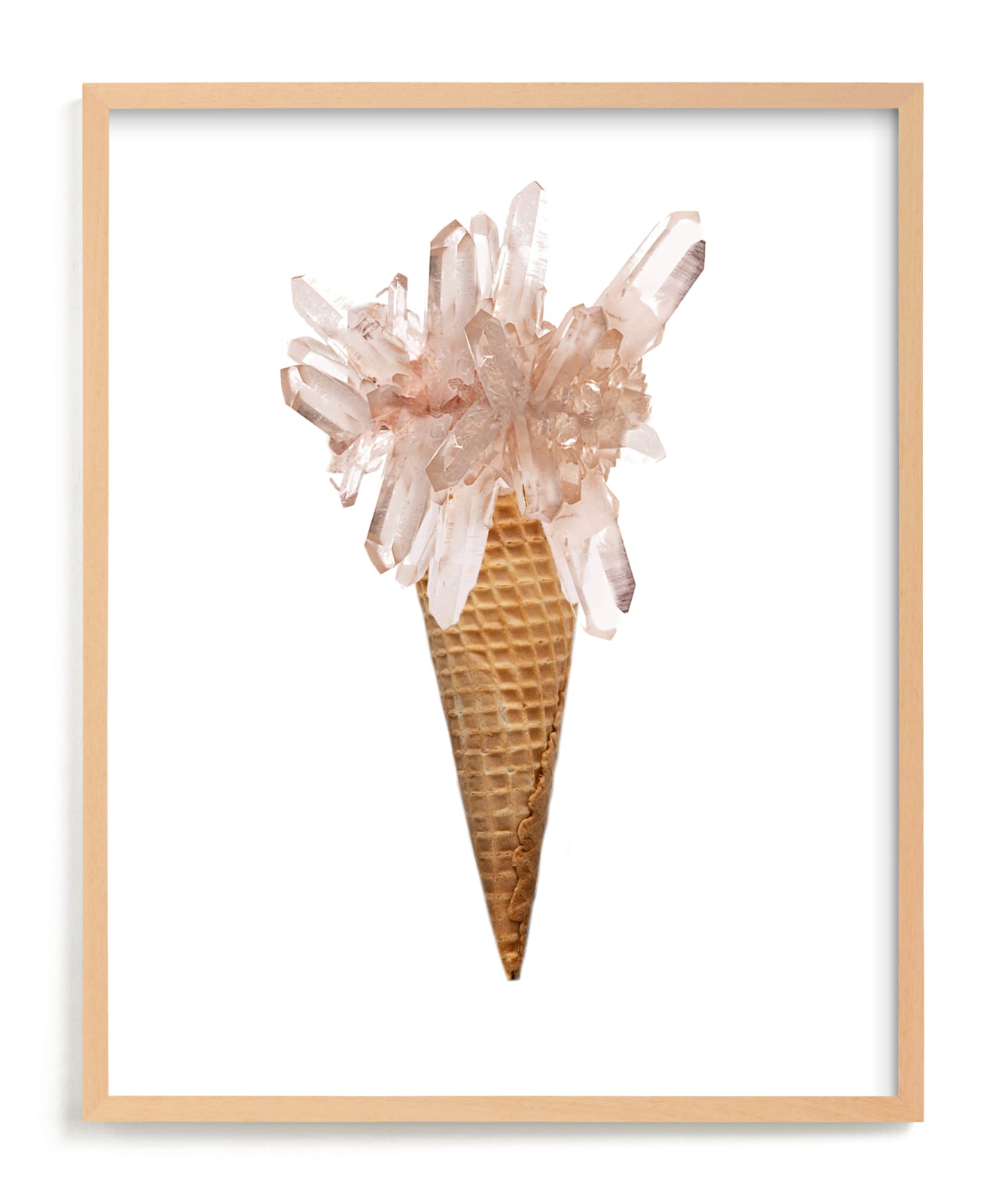 "Pink Crystal Ice Cream Print" - Art Print in Blush by Shine Haus Collective - Framed