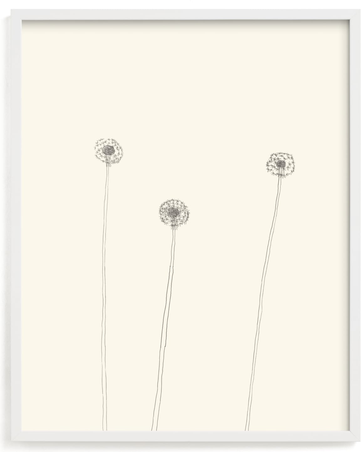 This is a white art by Jorey Hurley called Dandelions.
