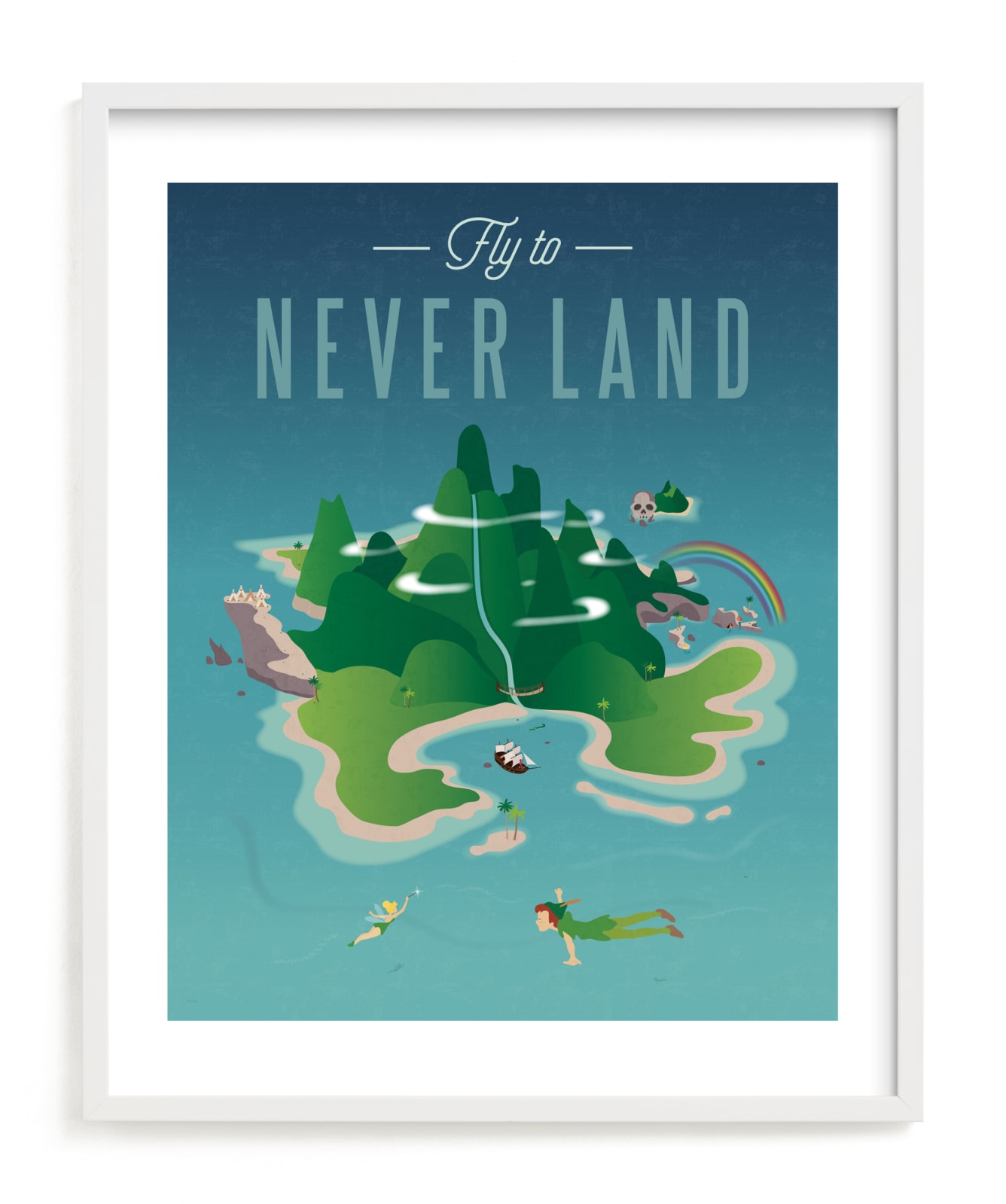 "Fly To Never Land from Disney's Peter Pan" - Limited Edition Art Print by Erica Krystek in beautiful frame options and a variety of sizes.