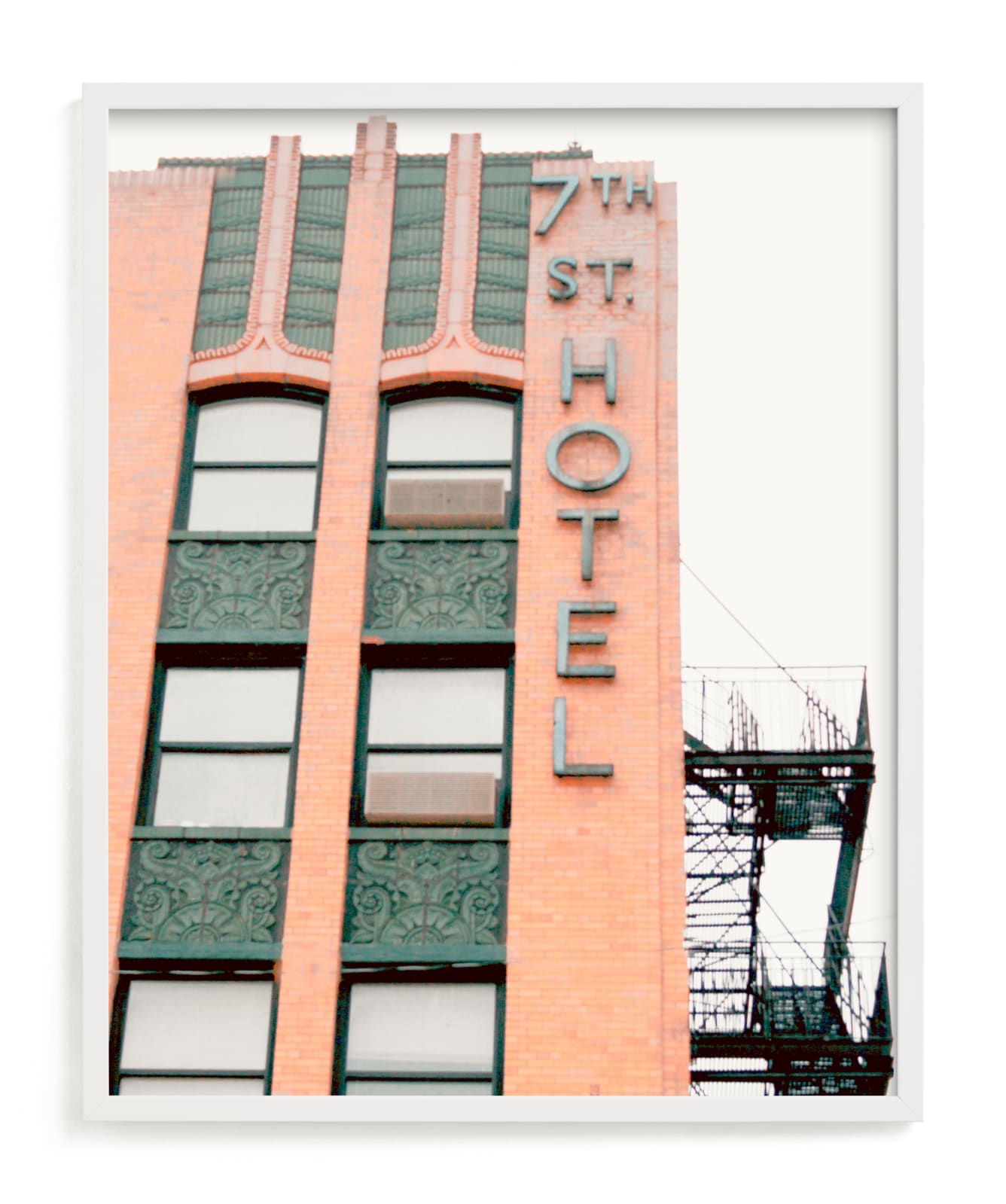 "7th Street Hotel" - Limited Edition Art Print by Baumbirdy in beautiful frame options and a variety of sizes.