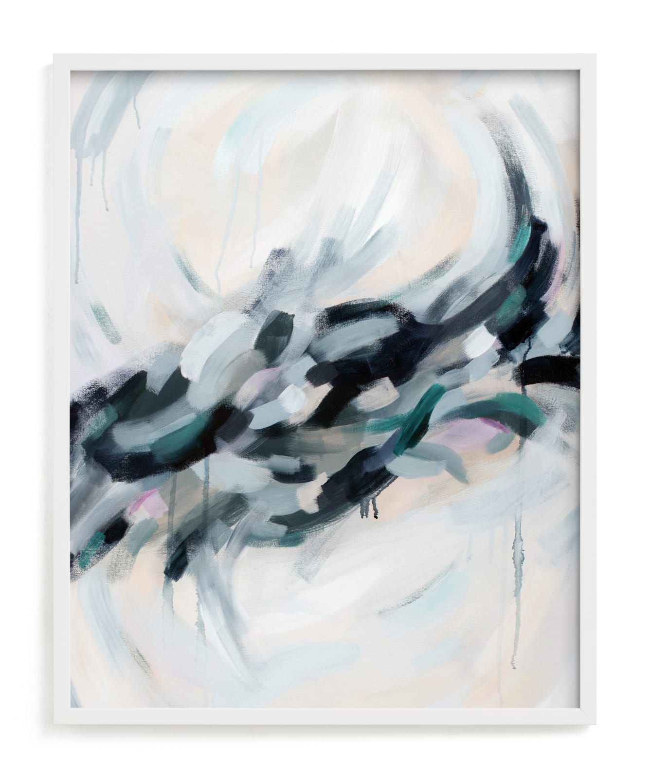 "Swirling Reflection" - Art Print in Navy by Melanie Severin - Framed