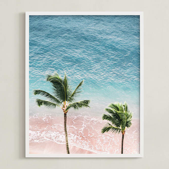 "Island Palms 1" - Art Print in Sea by Kamala Nahas - Framed