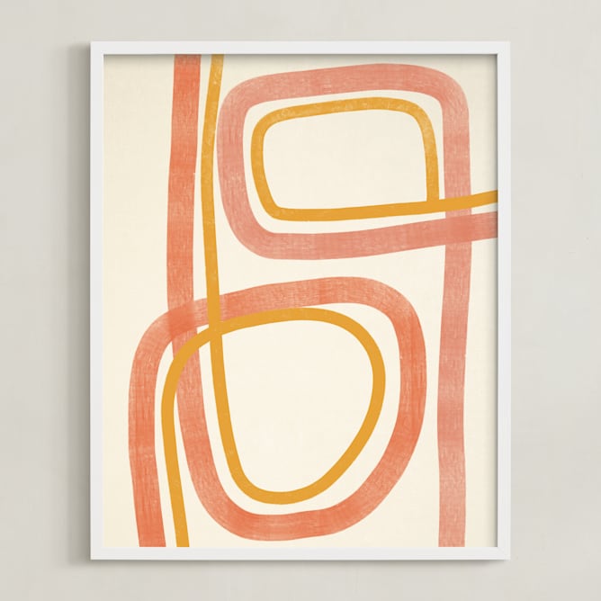 "Summer Siesta" - Art Print in Coral by ALICIA BOCK - Framed
