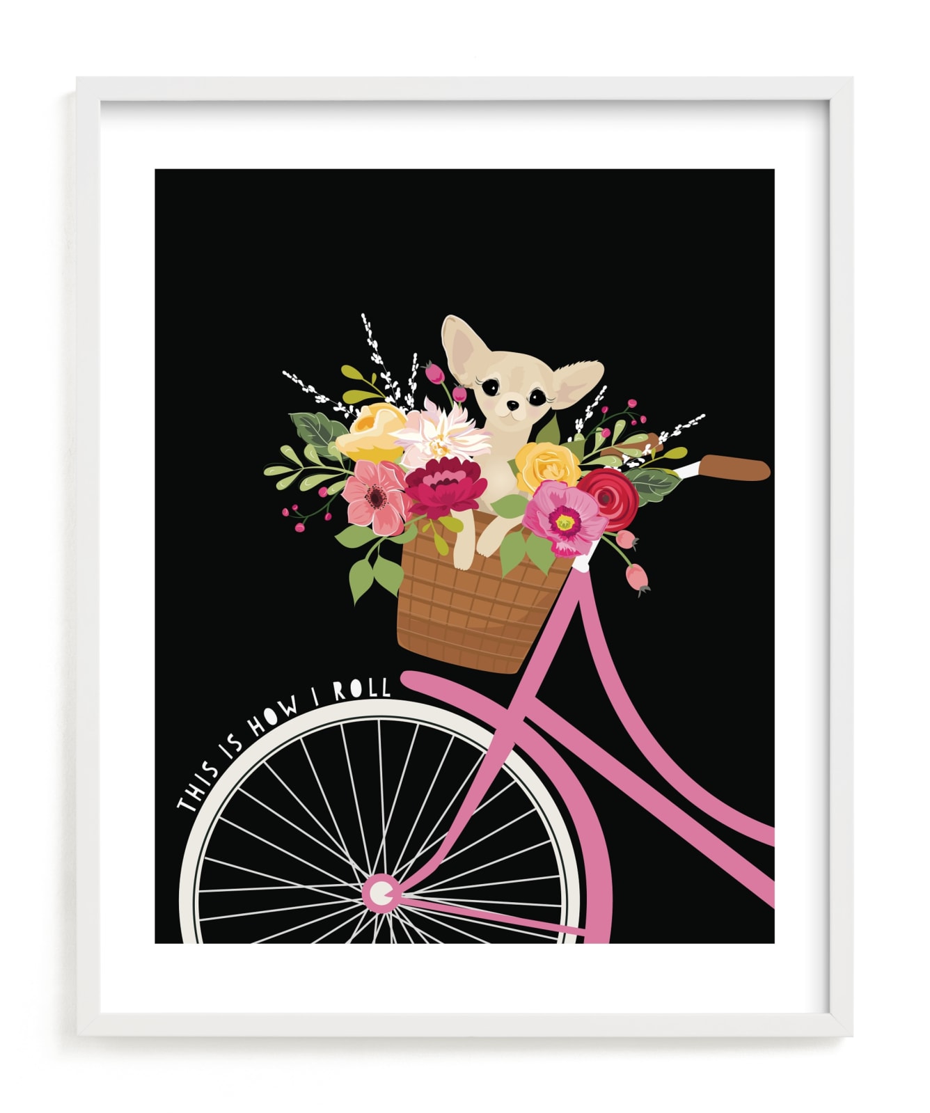 "This Is How I Roll." - Art Print in Bubble Gum by Susan Moyal - Framed